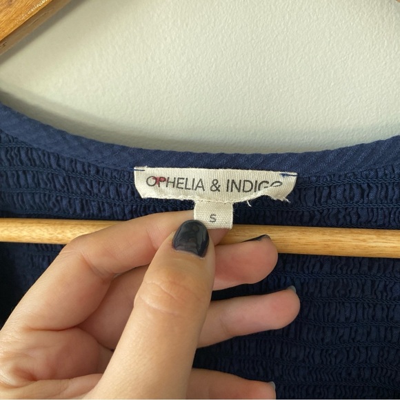 Ophelia & Indigo Clara Peplum Blouse in Blue Size Small - Picture 3 of 4